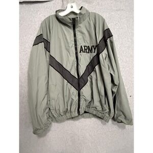 Mens Large‎ Gray Army Windbreaker Reflective Zip Running Unicor IPFU Jacket